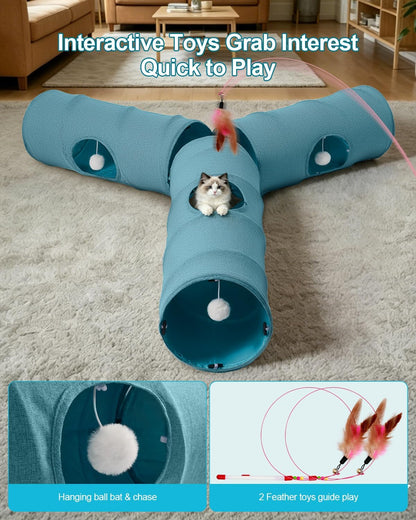 Túnel para gatos, 3 túneles de forma recta, 6 formas de bricolaje c...