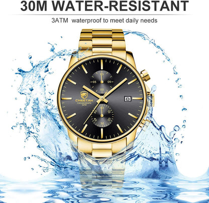 GOLDEN HOUR Fashion Business - Relojes para hombre con cronógrafo,...