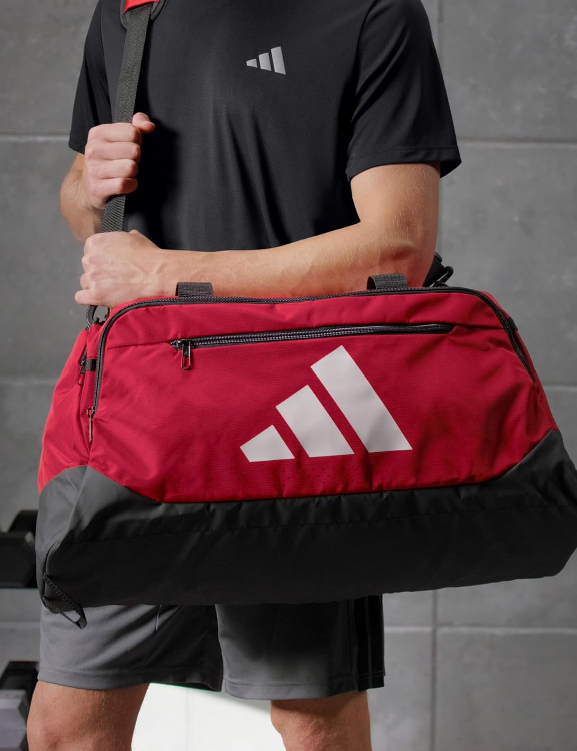 adidas Defender - Maleta deportiva, color rojo 2\/blanco, OSFA | Co...