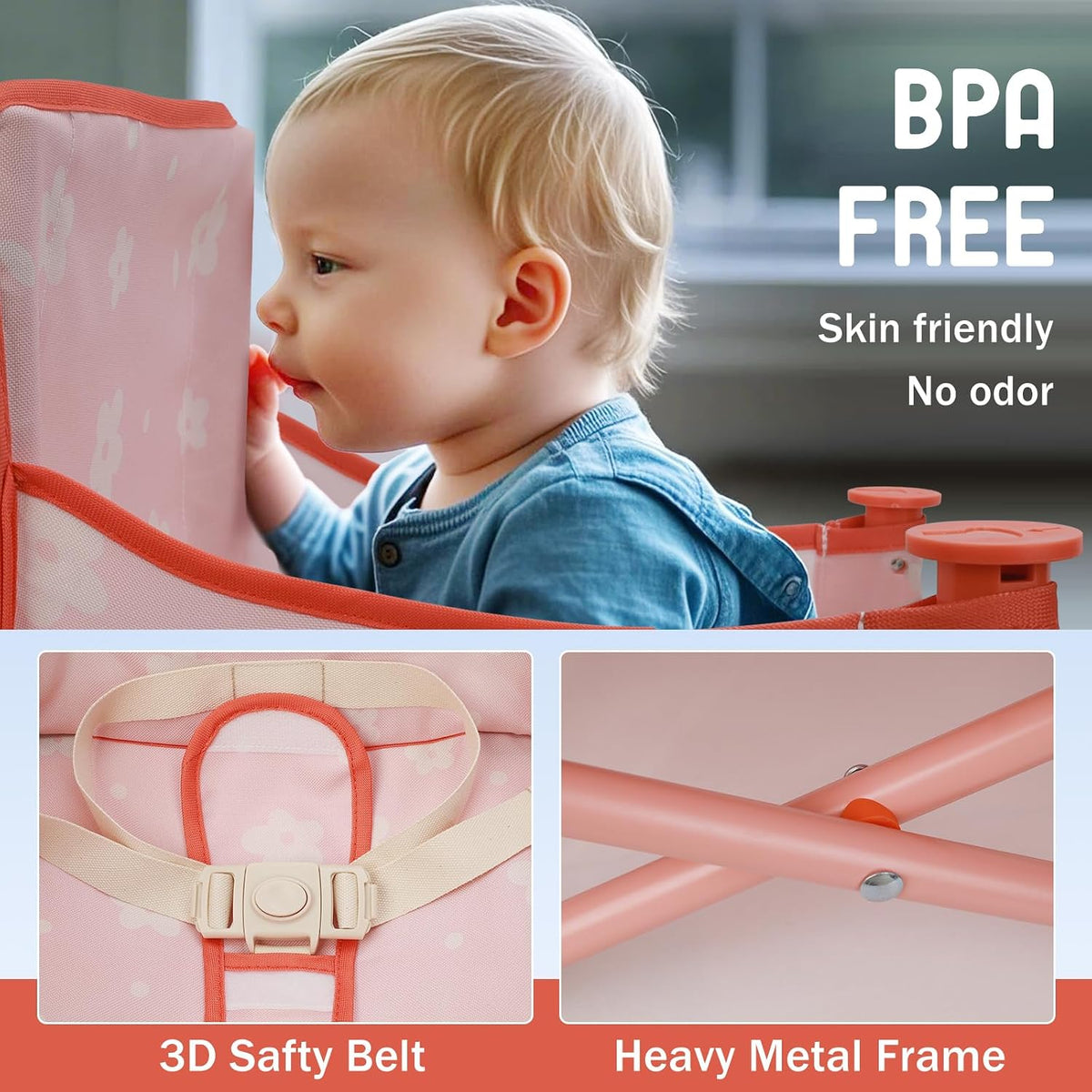 Tiny Marvels - Silla de bebé, silla alta portátil para viajes y pla...