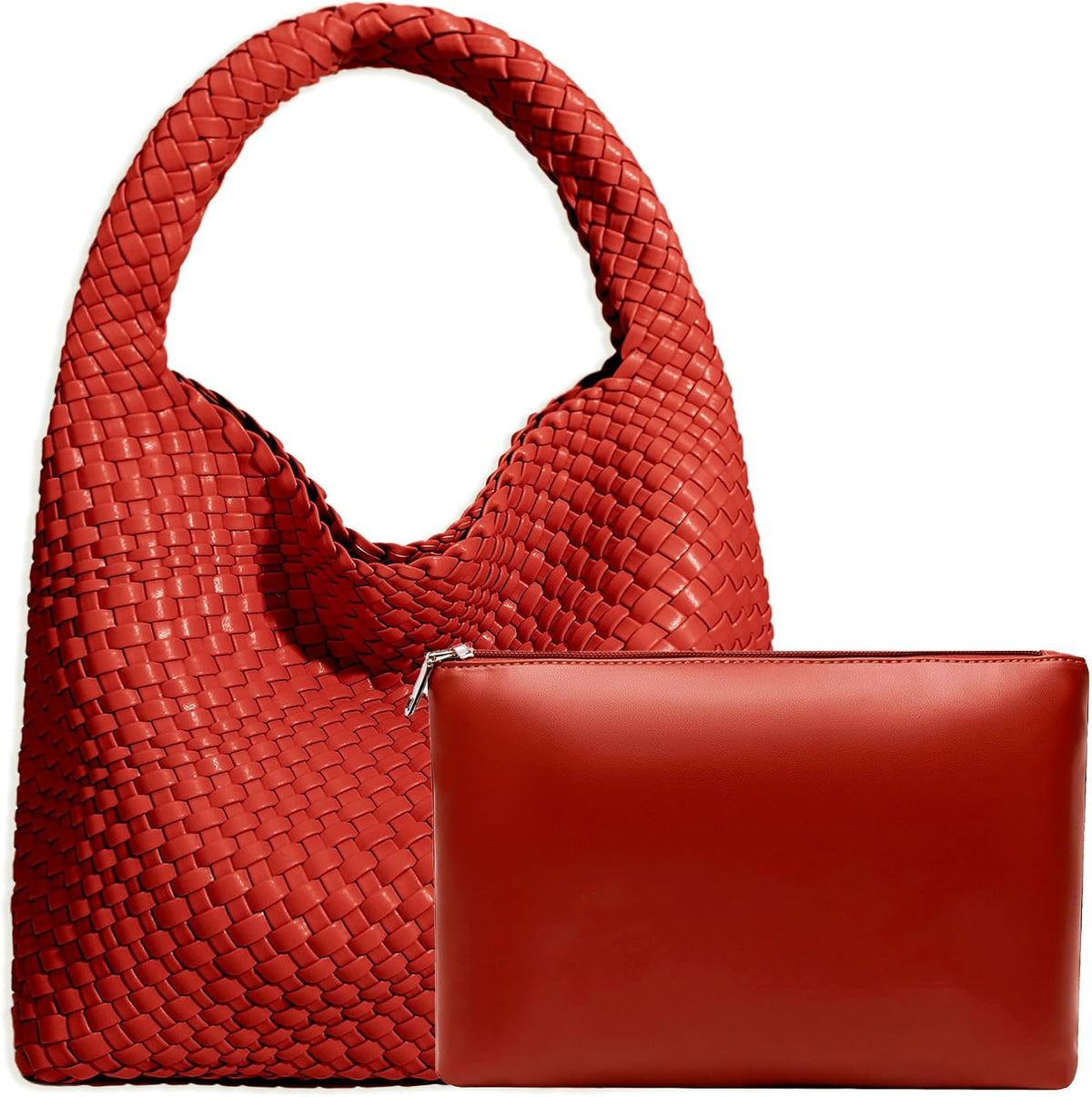 Bolso de mano de mujer con asa superior de cuero vegano tejido a ma...
