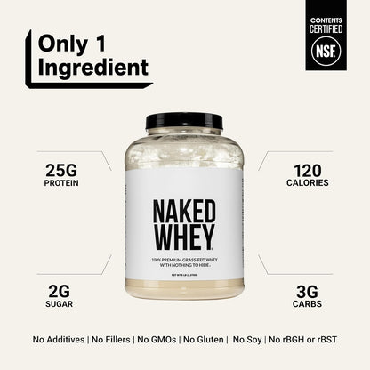 NAKED Whey - Polvo de proteína de suero de leche sin sabor de 5 lib...
