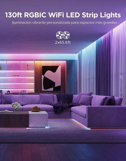 Govee Tira de luces LED RGBIC de 131.2 pies, funciona con Alexa y G...