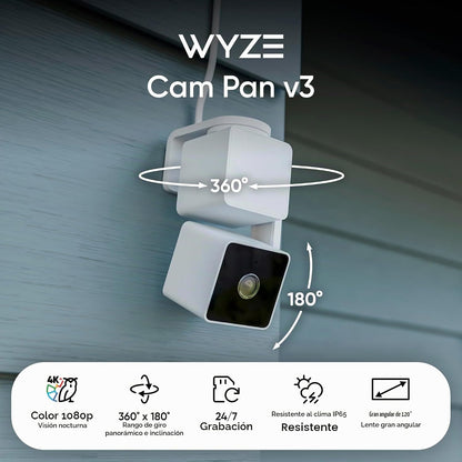 WYZE Cam Pan v3, cámara de seguridad para interiores/exteriores con...