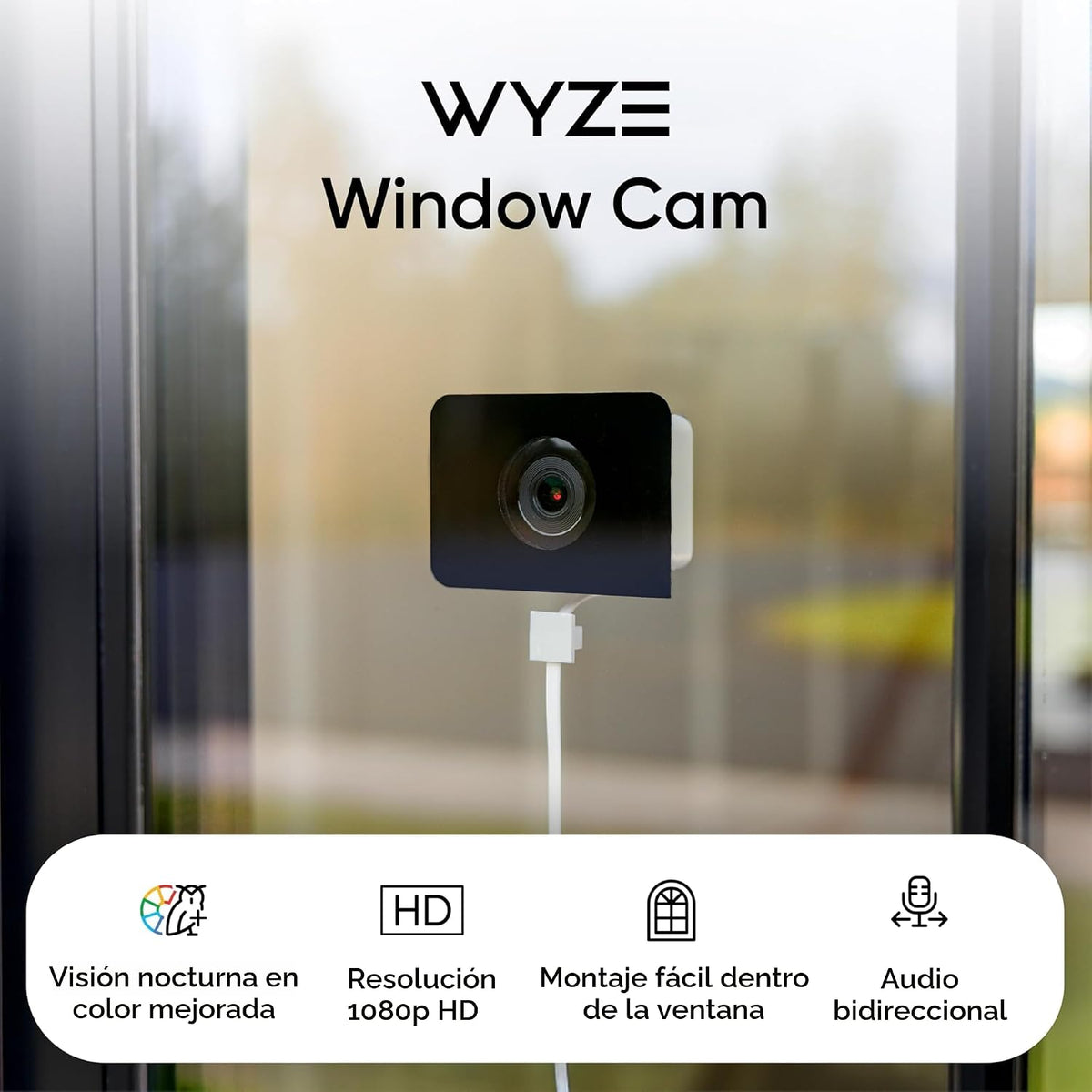 WYZE Cámara de ventana, cámara de seguridad interior WiFi, visión n...