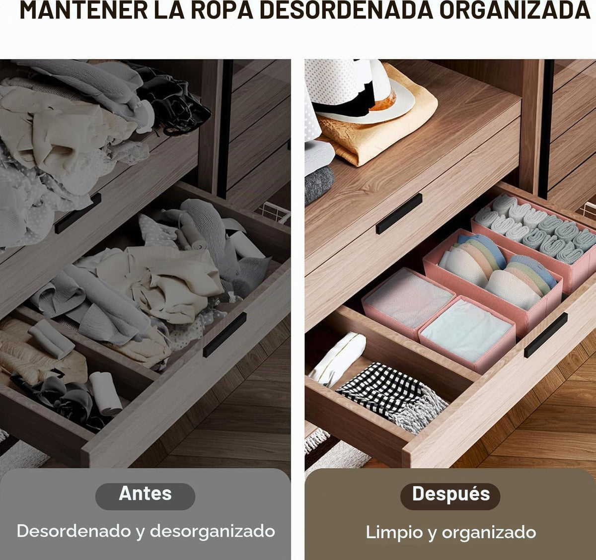 DIMJ Organizador de cajones para ropa, paquete de 18 cubos organiza...