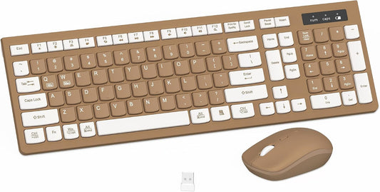 Combo de teclado y mouse inalámbricos silencioso para oficina y hog...
