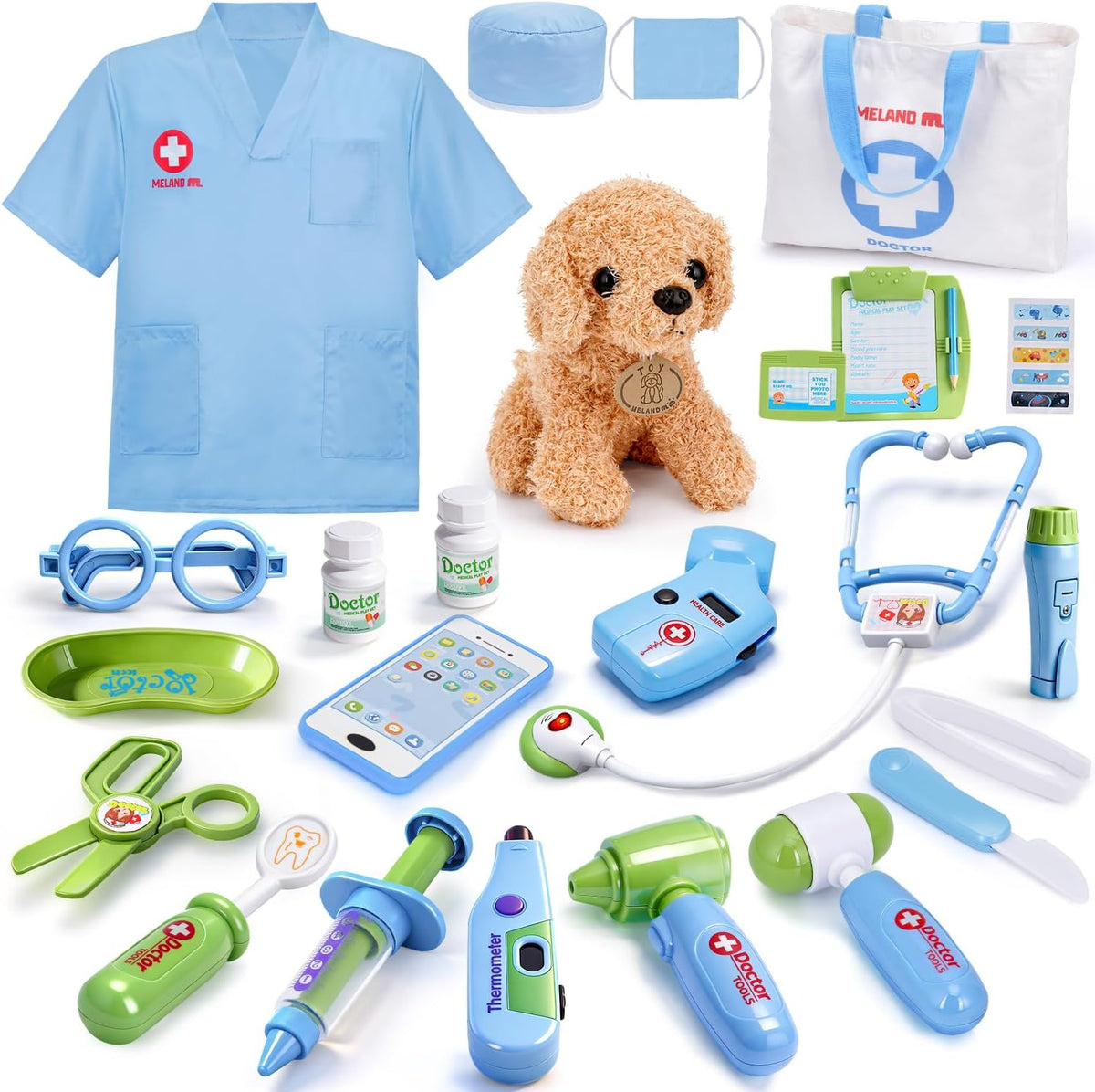 Meland Kit médico para niño con cachorro, juguete de simulación de...