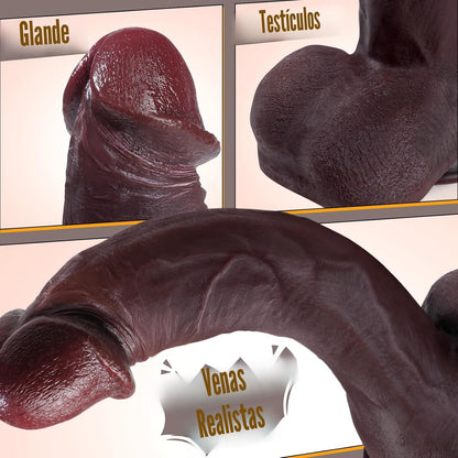 Coocfan 10.8" enorme consolador de silicona juguetes sexuales, marr...