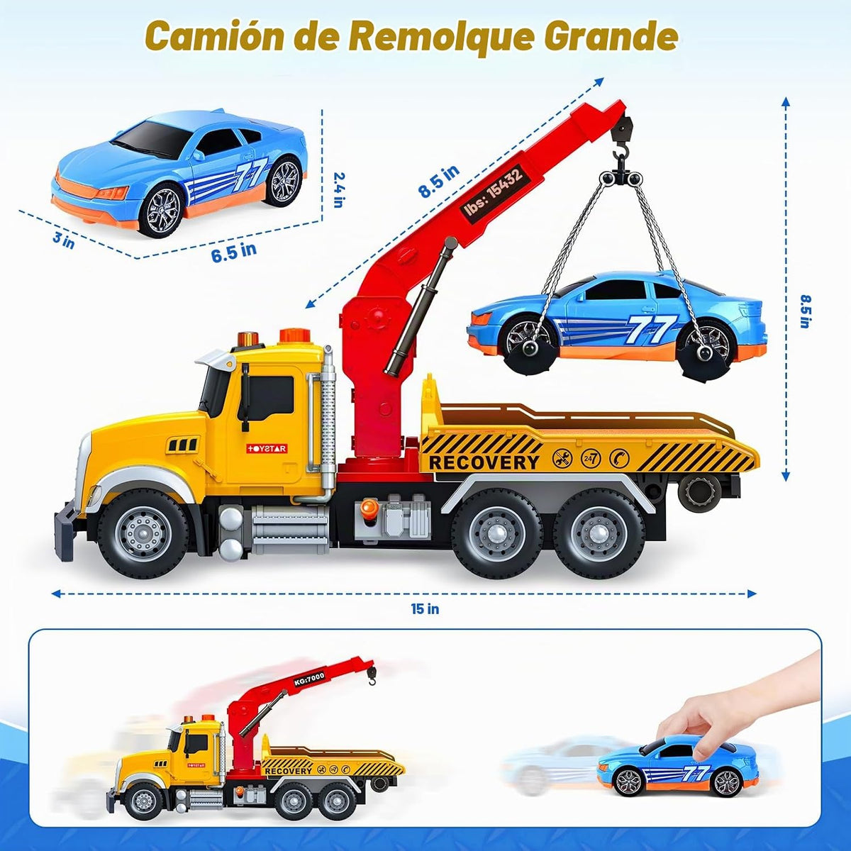 Juguetes para niños de 3, 4, 5, 6, 7 años, camión de remolque grand...