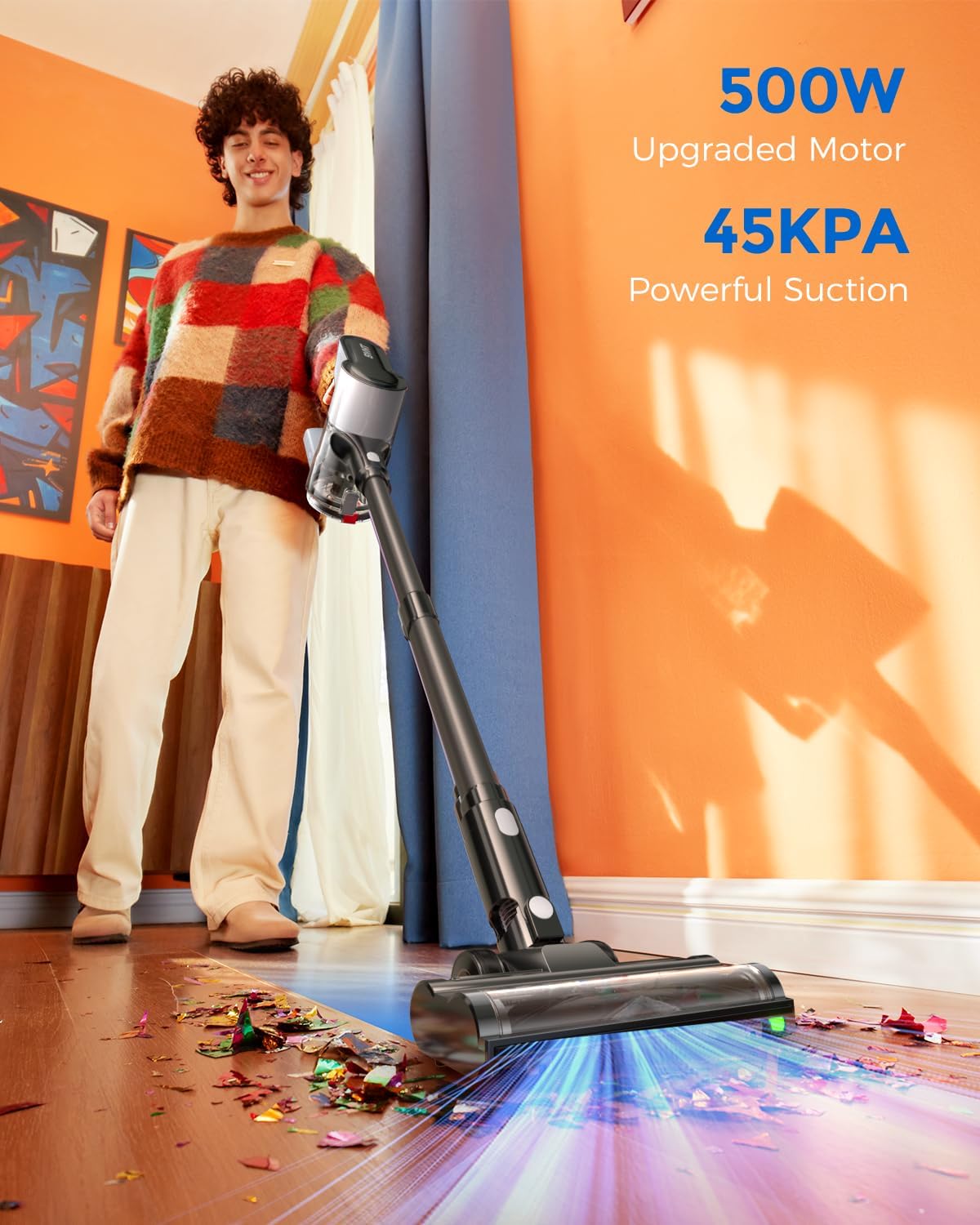 Aspiradora inalámbrica, 500W 45KPA 50Mins Stick Aspiradoras para el...