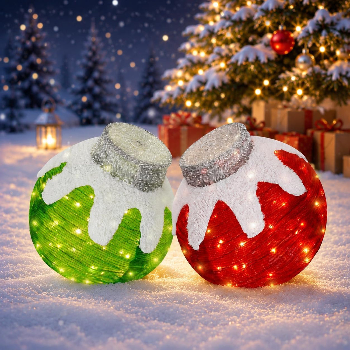 Tngan 2 adornos de Navidad para exteriores, decoración de bolas nav...