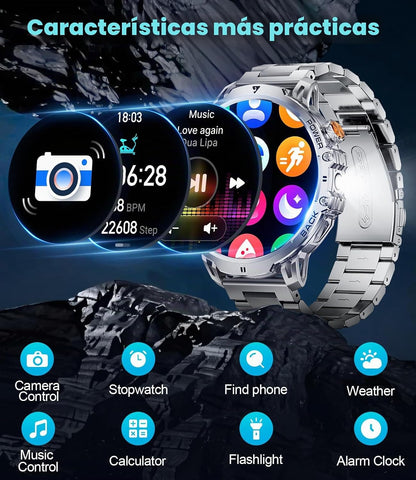 LIGE Relojes inteligentes militares para hombres (2 bandas), pantal...