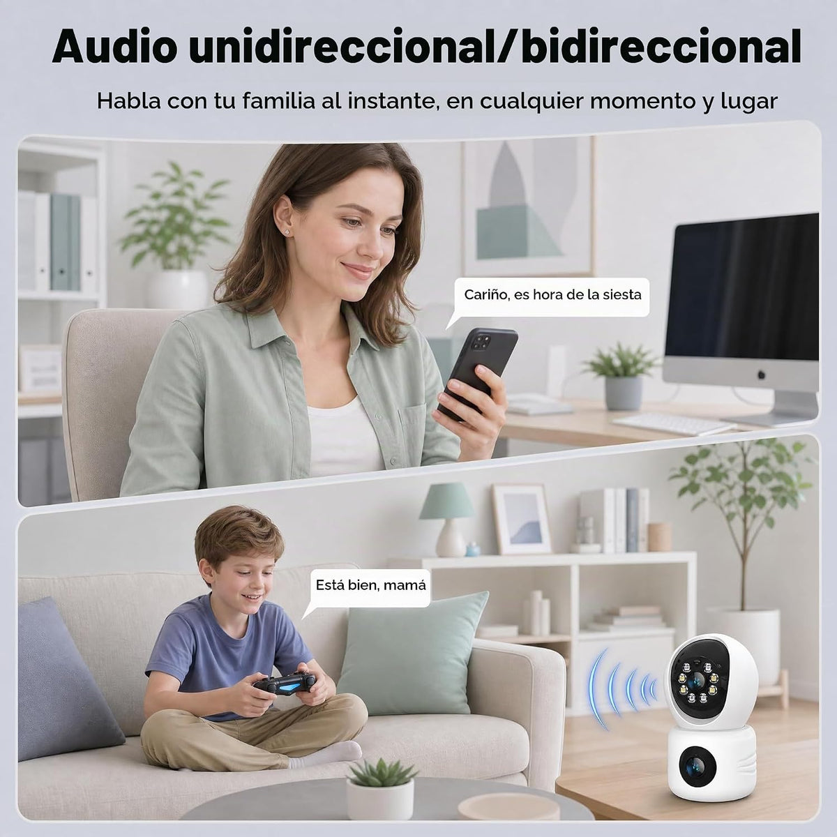 Firskids Cámara de seguridad interior, monitor de bebé de doble len...