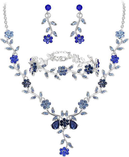 BriLove - Juego de joyas para mujer con cristales en forma de hojas...