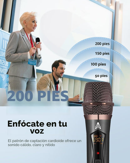 ALPOWL Micrófonos inalámbricos, sistema de micrófono dinámico de me...