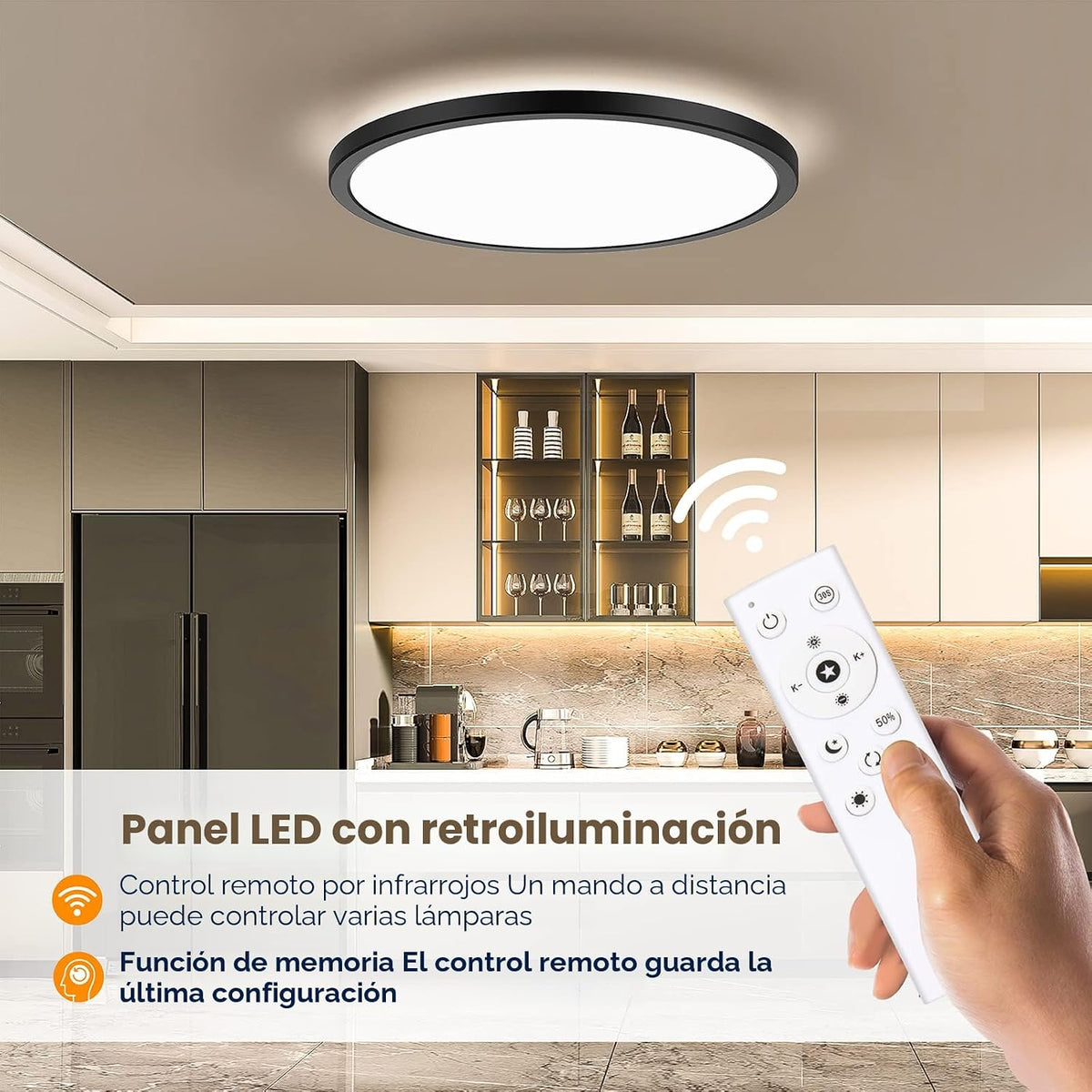 BLNAN Lámpara de techo LED regulable con control remoto, 12 pulgada...