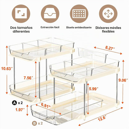 Delamu Organizadores y almacenamiento multiusos de 2 niveles para d...