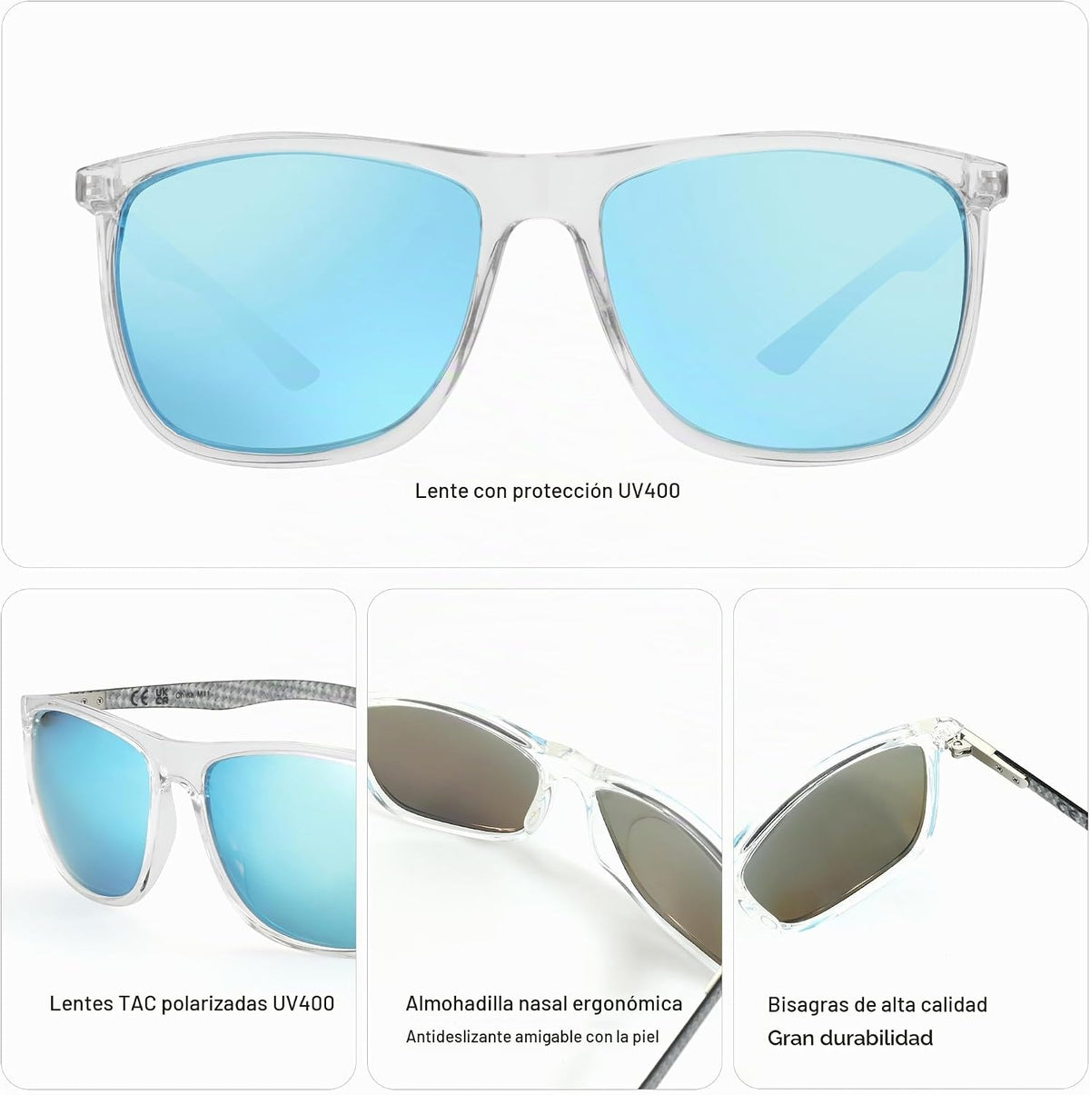 ZENOTTIC Gafas de sol polarizadas cuadradas para hombre, ultraliger...