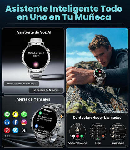 LIGE Relojes inteligentes militares para hombres (2 bandas), pantal...