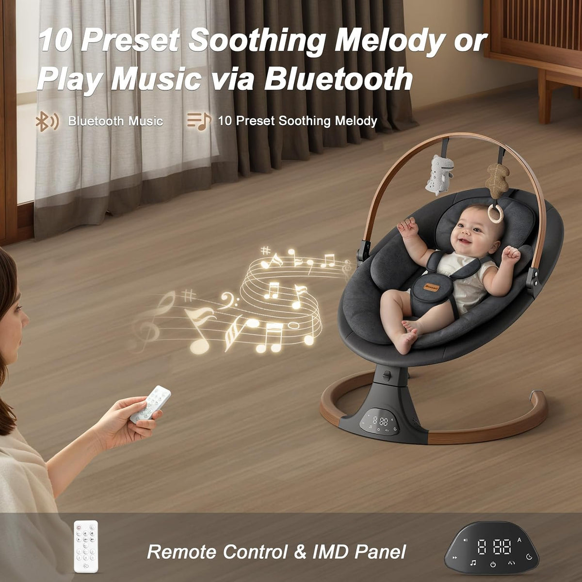 Monamii - Columpios para bebés con Bluetooth y altavoz musical | Co...