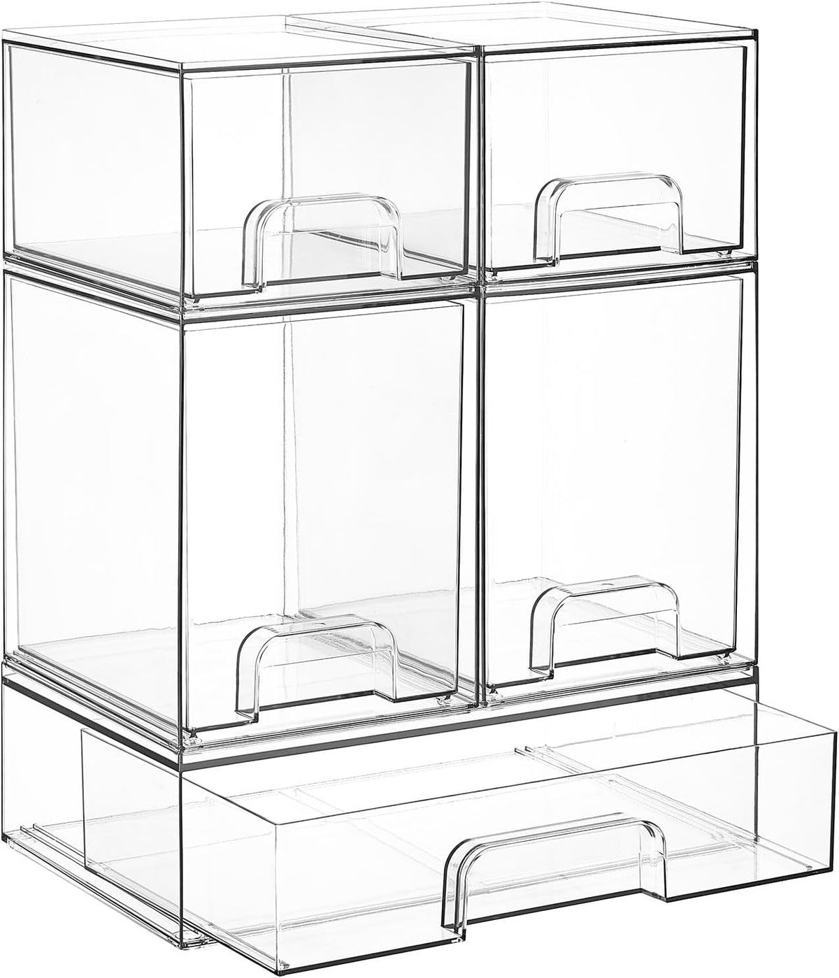 Vtopmart Juego de 5 cajones de almacenamiento apilables transparent...
