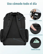 Mancro Mochila para pañales, mochila negra para pañales de bebé de...