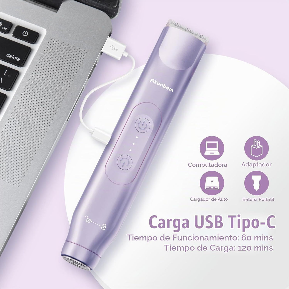 Akunbem Bikini Trimmer para Mujer Afeitadora Eléctrica 2 en 1 para...