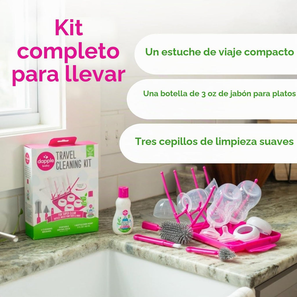 Dapple Kit de limpieza de viaje para bebés, 5 piezas, limpiador de...