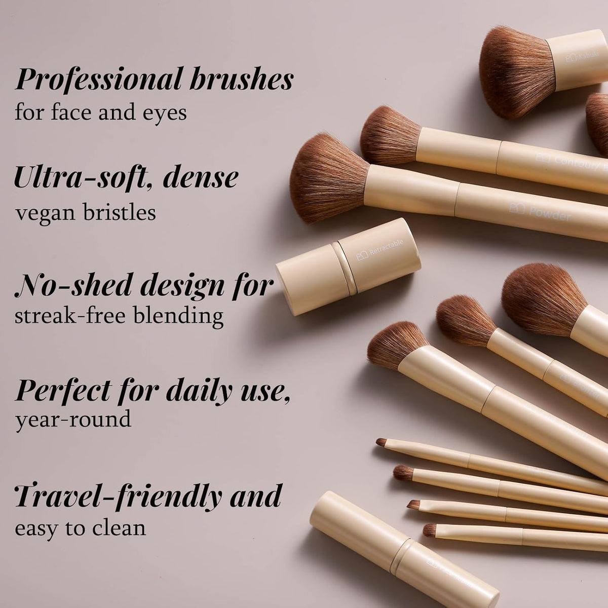 Brochas de maquillaje profesionales BS-MALL con estuche de viaje \u...