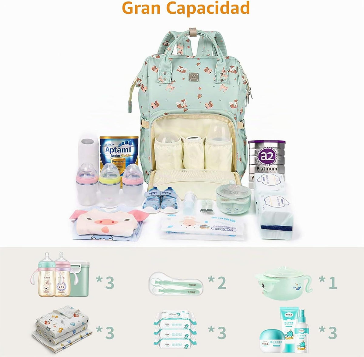 Mochilas de pañales para mamá papá bolsa de cuidado del bebé matern...