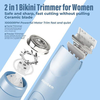 Akunbem - Maquinilla de afeitar eléctrica 2 en 1 para mujer | Máqui...