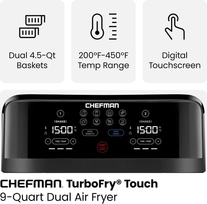 Chefman TurboFry Touch Freidora de Aire Doble, Maximiza las Comidas...