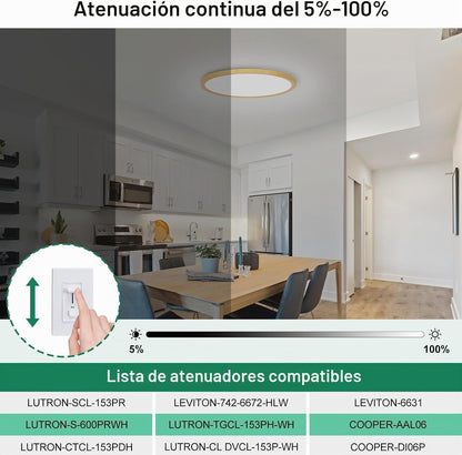Brightever Lámpara LED de techo empotrada de 12 pulgadas, regulable...