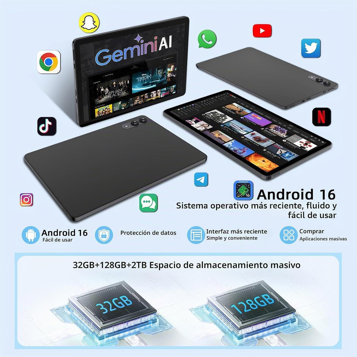 COTGOD Tablet Android 16 con Gemini AI, tabletas de 11 pulgadas con...