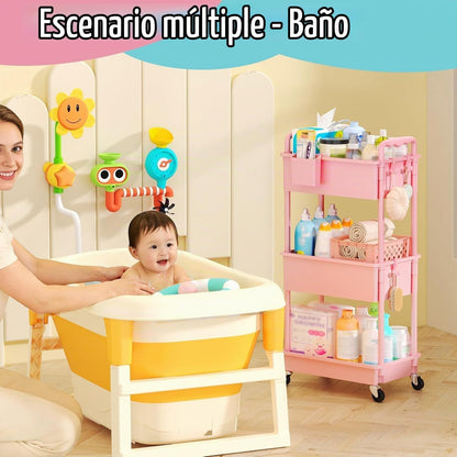 SUNALLY Carrito de pañales para bebés, carrito de pañales con rueda...