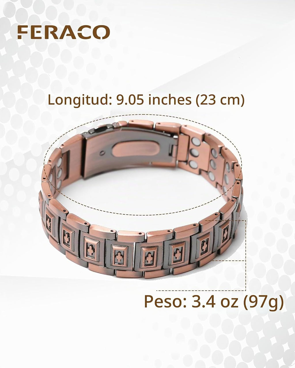 Pulsera de cobre para hombre Feraco, 3 veces más fuerte, pulseras m...