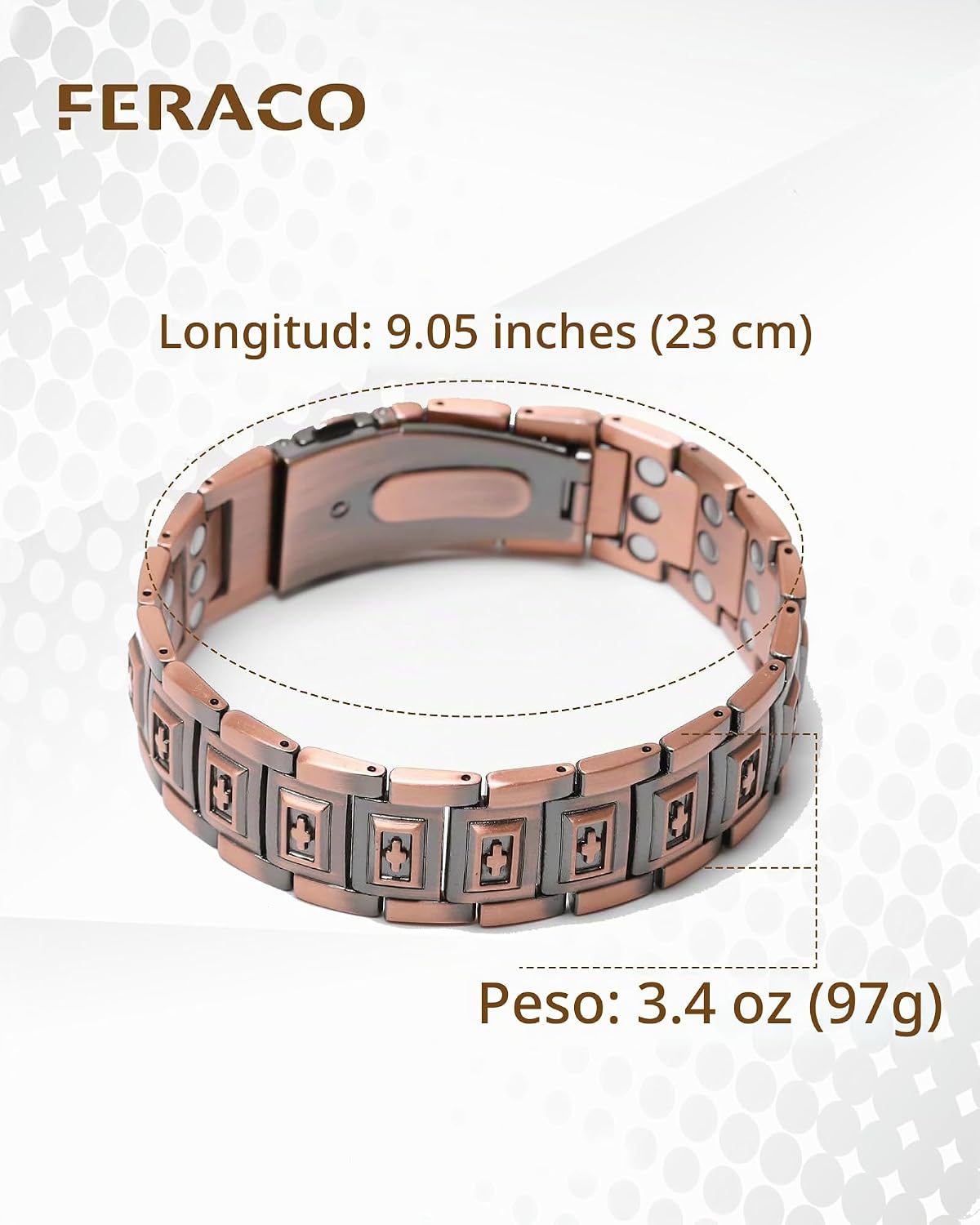 Pulsera de cobre para hombre Feraco, 3 veces más fuerte, pulseras m...