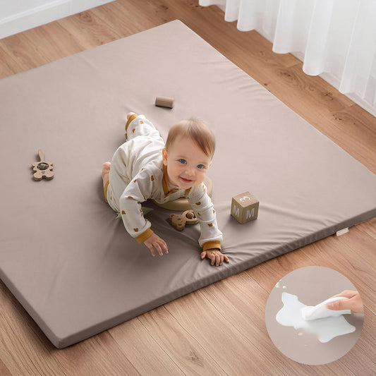 Blissful Diary Alfombra de juego para bebé de cuero vegano, 47"...