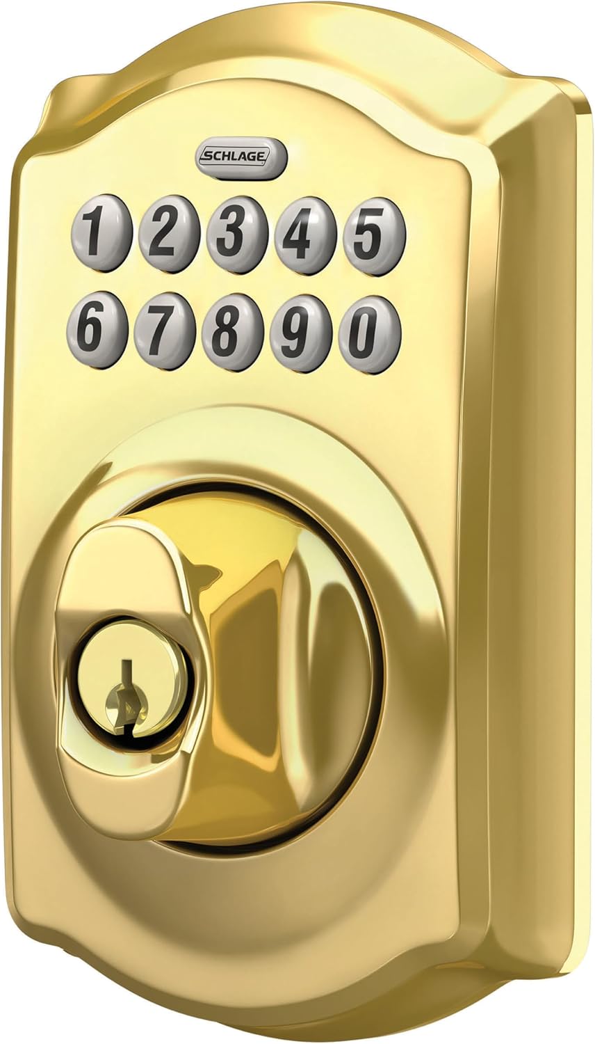 Schlage Cerradura de cerrojo de teclado electrónico, borde Camelot...