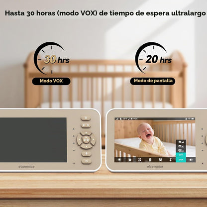 ebemate Monitor de video para bebés con cámara y audio, pantalla IP...