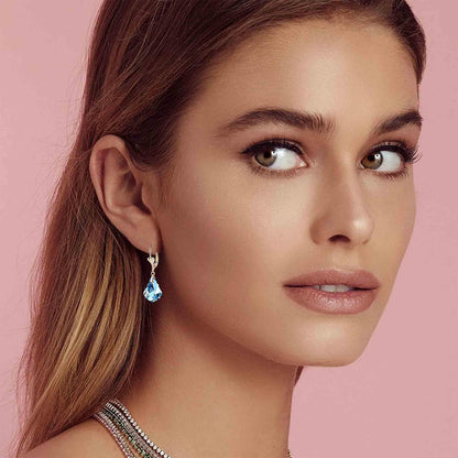 Aretes de cristal austriaco barroco con cierre de palanca para muje...
