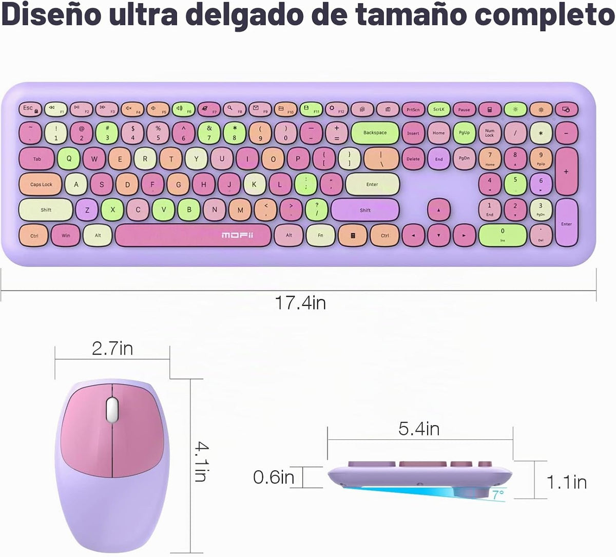 MOFII - Combo de teclado y mouse inalámbricos, teclado silencioso i...