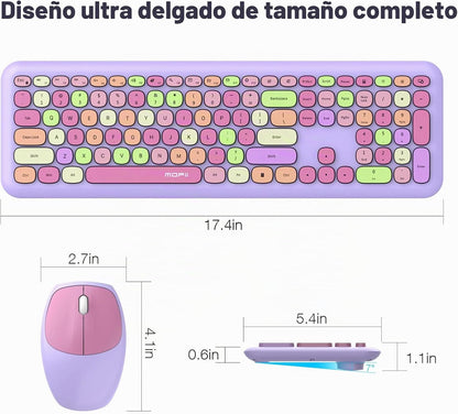 MOFII - Combo de teclado y mouse inalámbricos, teclado silencioso i...