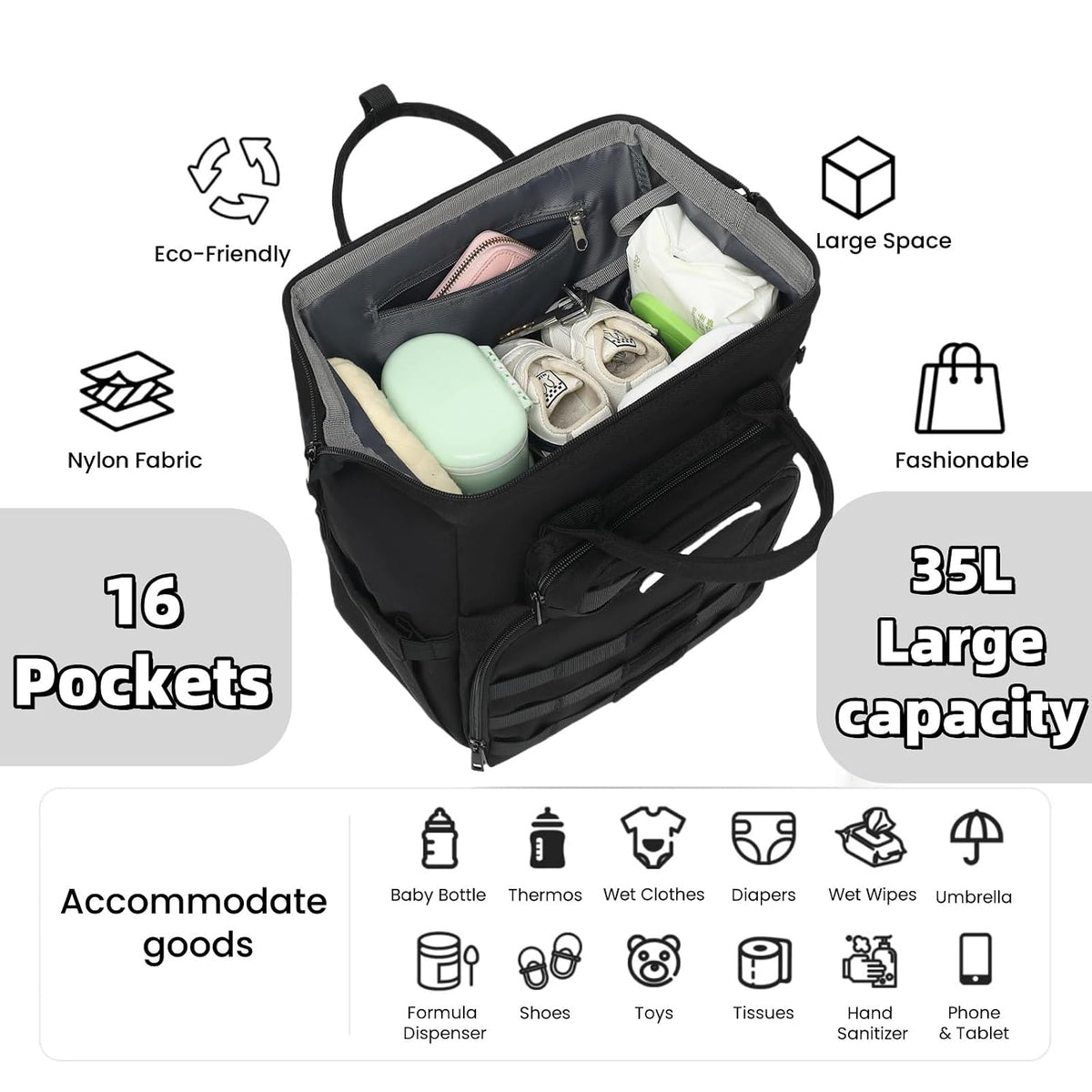 ROSEGIN Mochila para pañales para papá y hombres, bolsa grande de v...