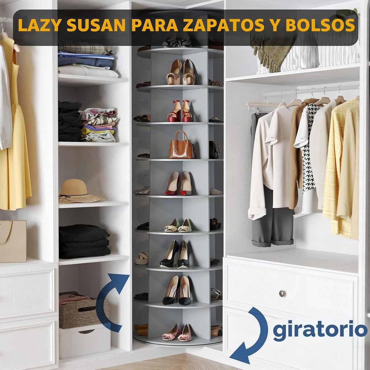 SpaceAid Zapatero giratorio de 9 niveles, torre de exhibición de za...