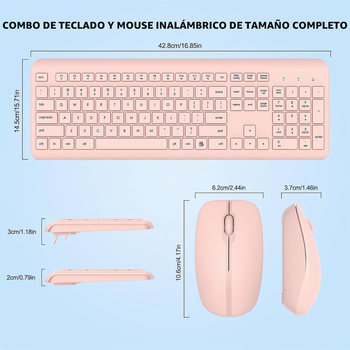 Combo de Teclado y Ratón Inalámbrico, Teclado y Ratón Ergonómico Si...