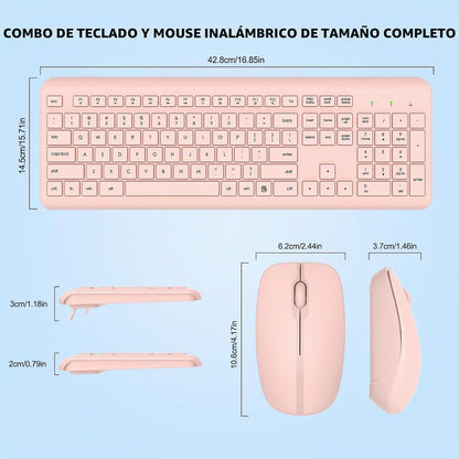 Combo de Teclado y Ratón Inalámbrico, Teclado y Ratón Ergonómico Si...