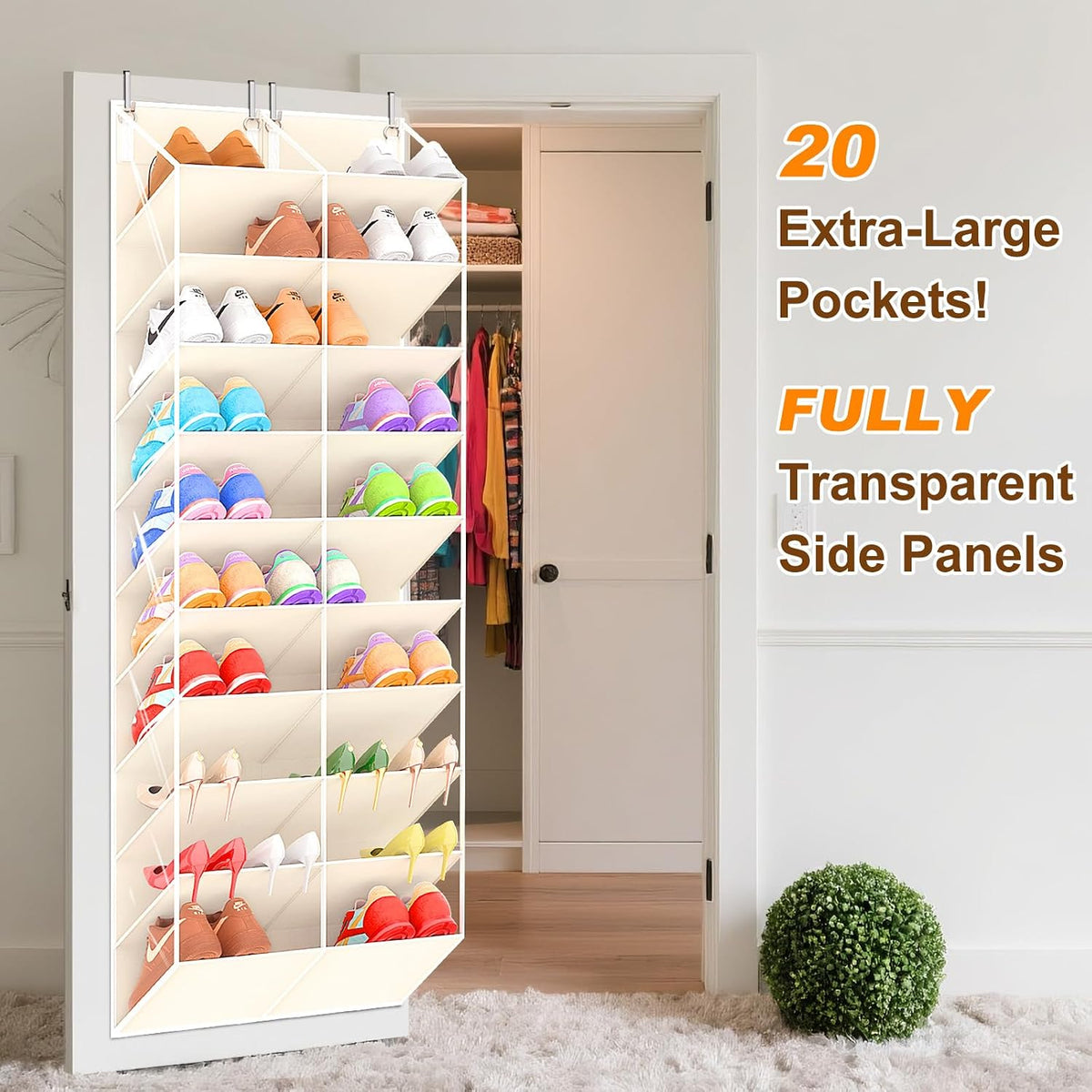 UVIAHOMI - Organizador de zapatos para puerta de 20 a 30 pares, est...