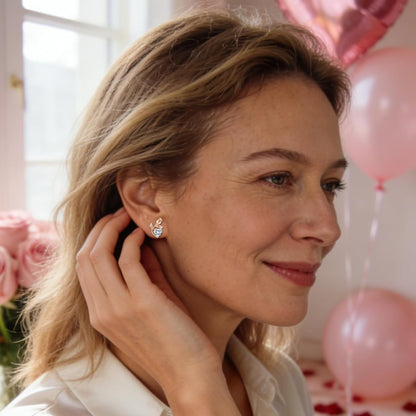 JACUPO Aretes de tuerca con piedra natal de corazón rosa de 0.8 qui...